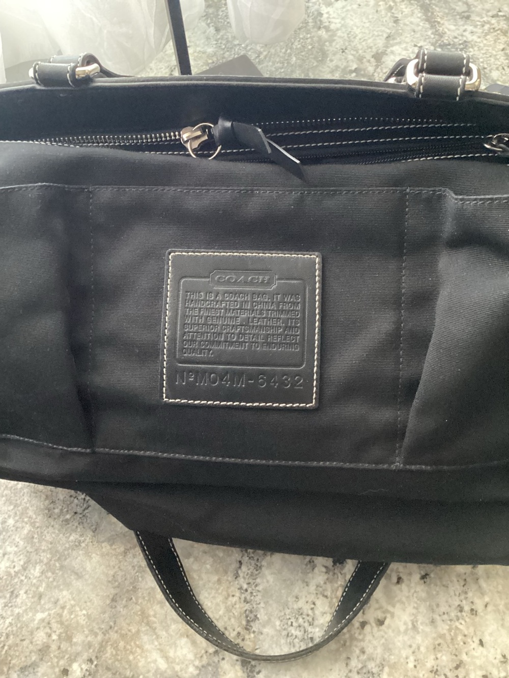 Coach Black Canvas & Leather Hamptons Tote.